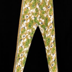 Stylish Womens Skinny Highrise Jeans with Green and White Pattern